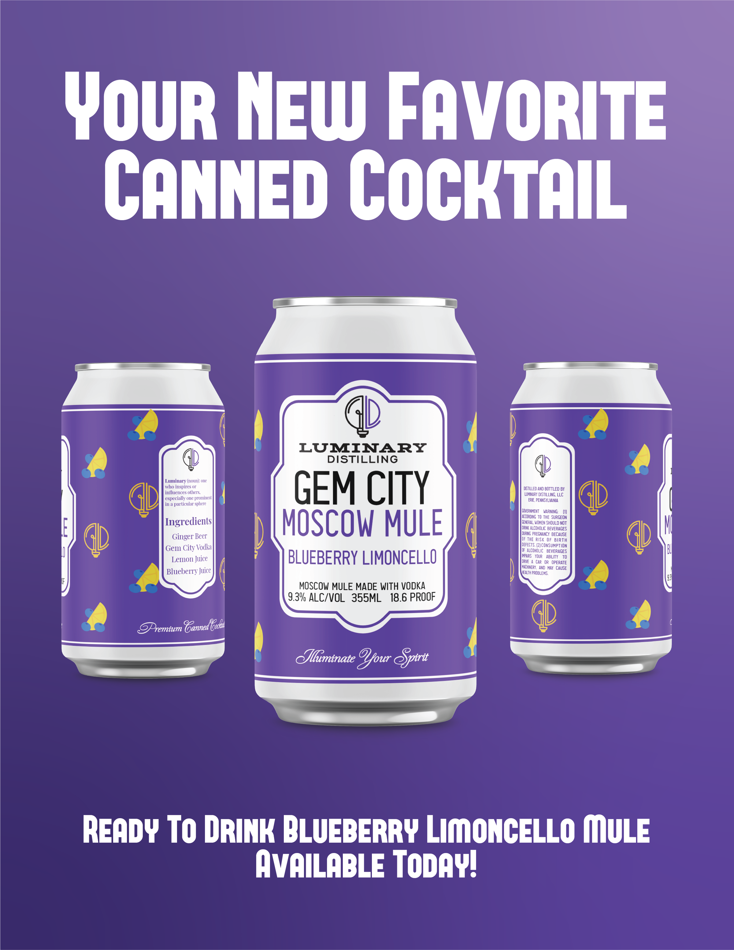 Moscow Mule Blueberry Limoncello Can | Luminary Distilling